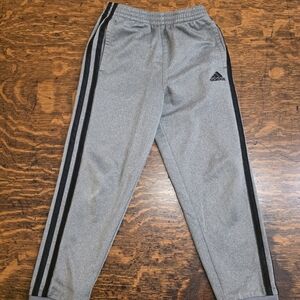Adidas Kids Gray Joggers with Black Stripes